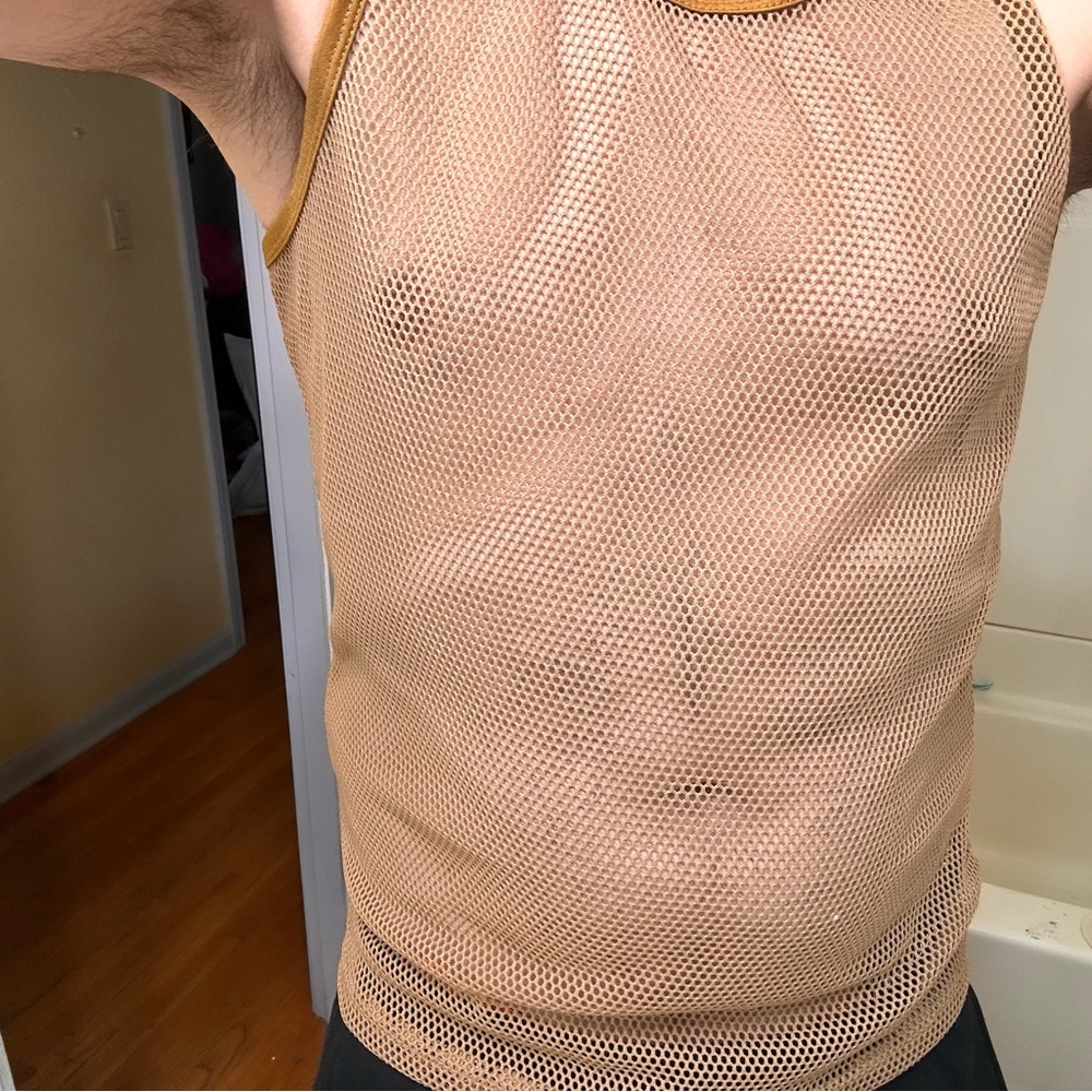 Brown Mesh Tank Top
